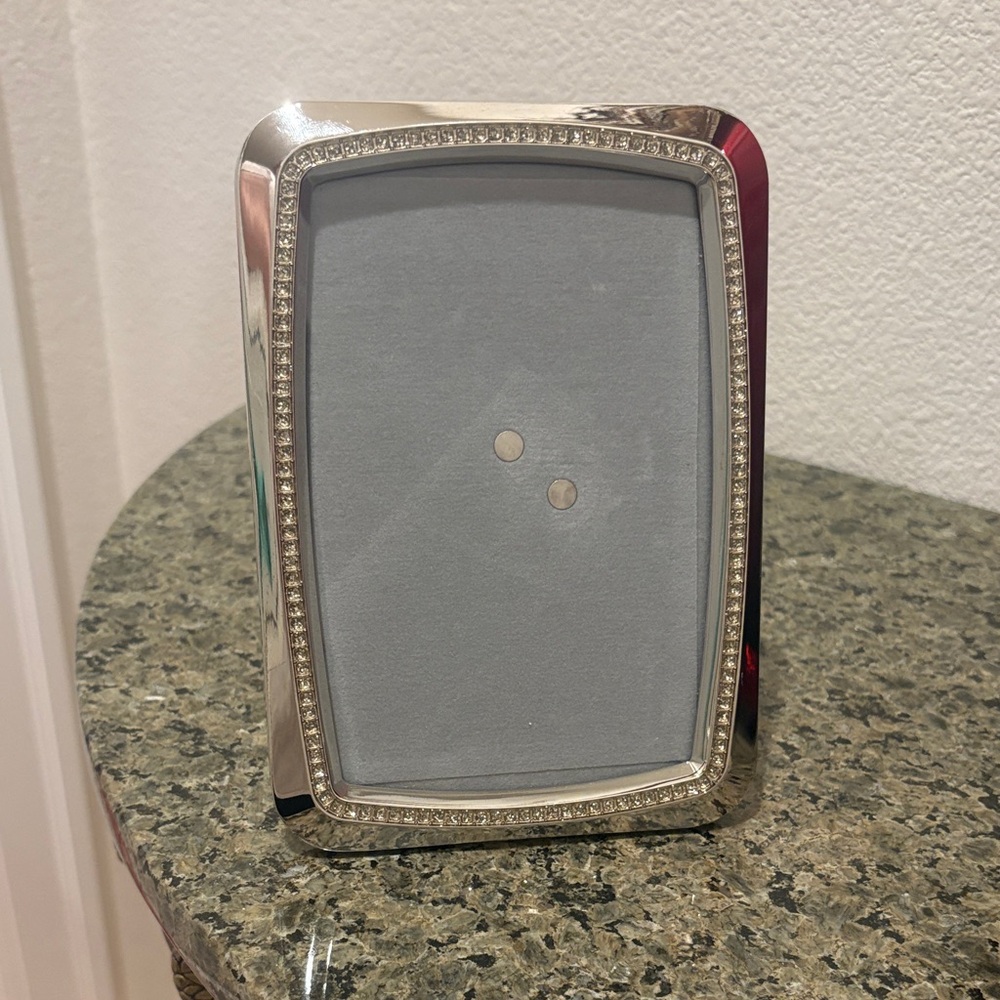 Jeweled Silver Rectangle Picture Frame - Polished Accent